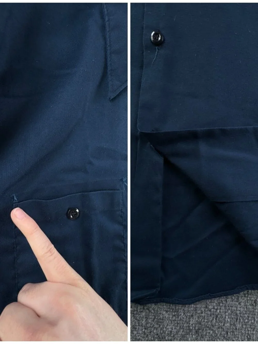 VTG Lee 70’s Button Up Work Shirt Automotive Navy Blue USA Long Sleeve